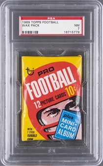 1969 Topps Football Unopened Ten-Cent Wax Pack - PSA NM 7